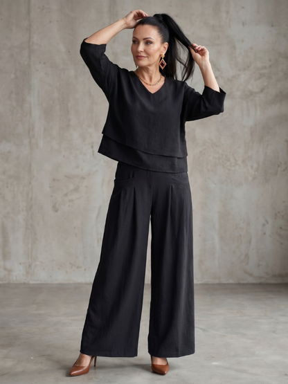 Women's Layered Wide-Leg Set