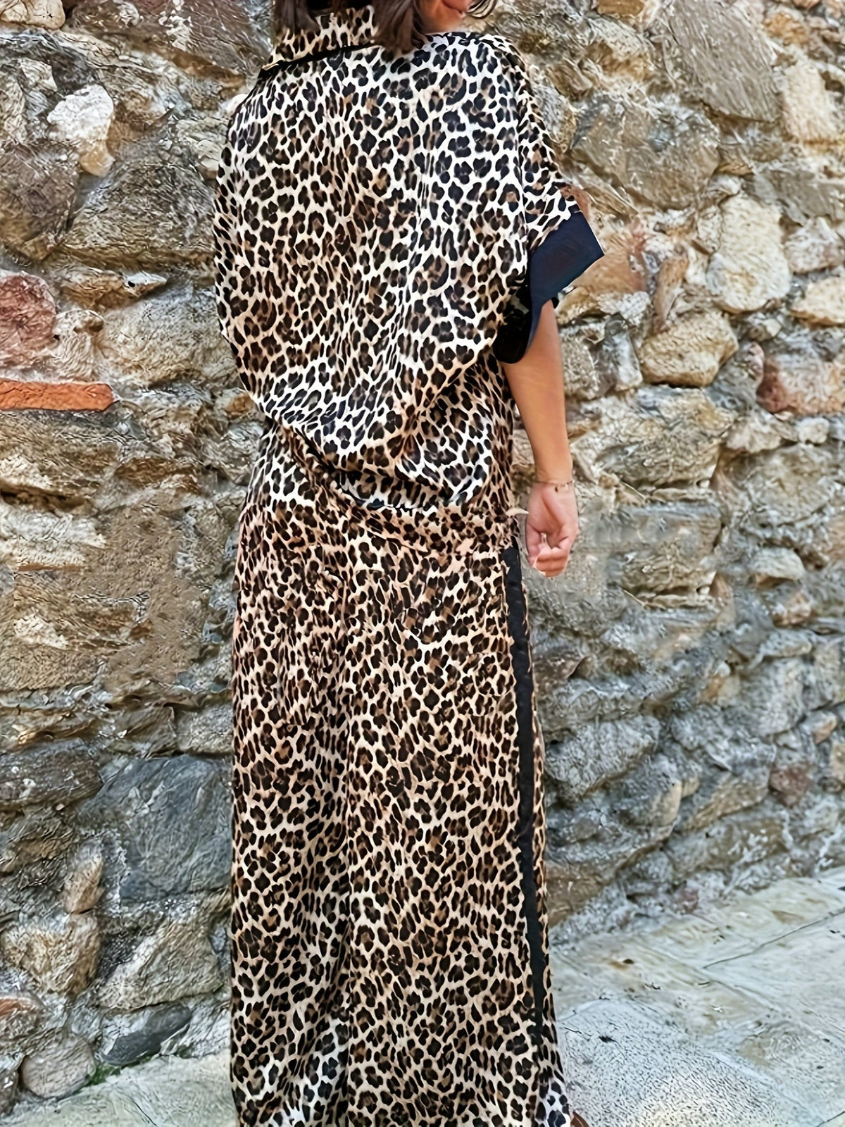 Women's Leopard-Print Wide-Leg V-Neck Jumpsuit