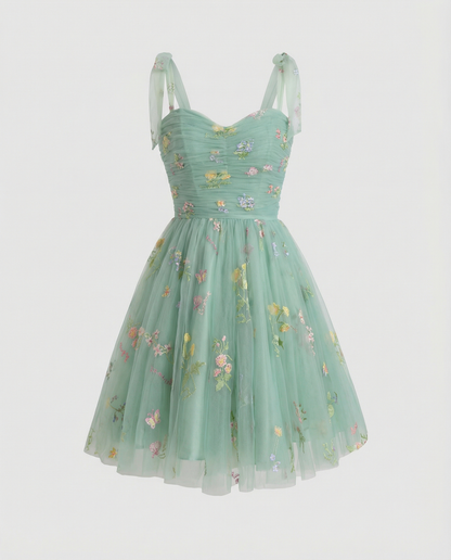 Women's Long Floral Embroidered Tulle Ball Gown