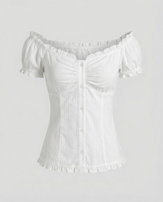 Women's Off-the-Shoulder Blouse with Puff Sleeves