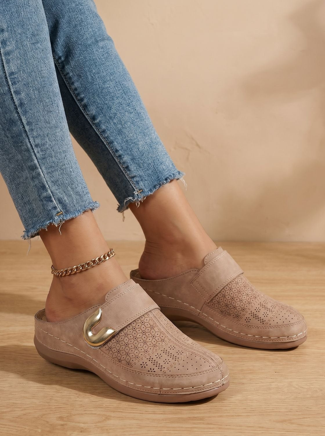 Women's Orthopedic Honeycomb-Textured Velcro Slip-On Mule Clogs