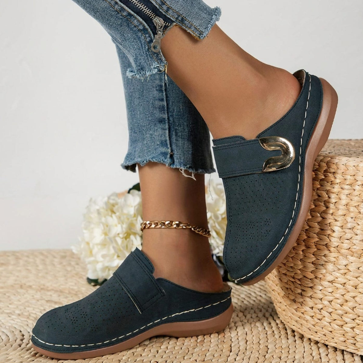 Women's Orthopedic Hook-and-Loop Slip-On Mule Slippers