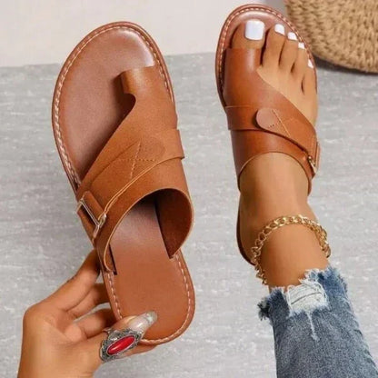 Women's Orthopedic Leather Sandals with Wide Toe Box
