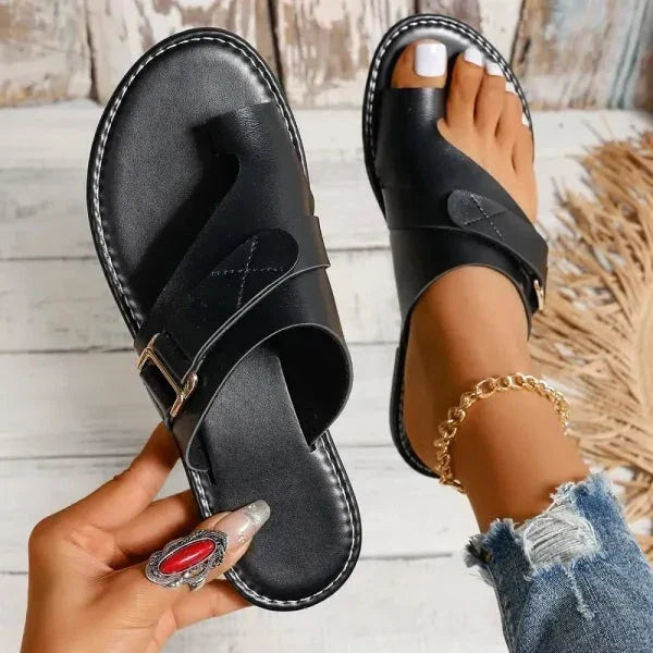 Women's Orthopedic Leather Sandals with Wide Toe Box