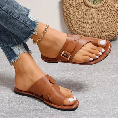 Women's Orthopedic Leather Sandals with Wide Toe Box