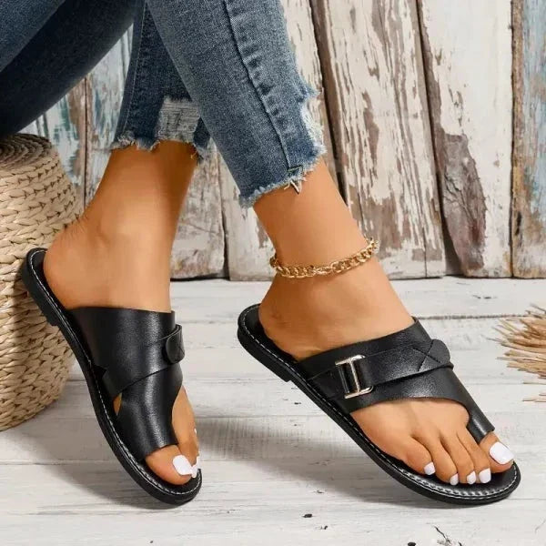 Women's Orthopedic Leather Sandals with Wide Toe Box
