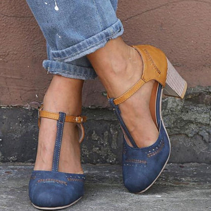 Women's Orthopedic T-Strap Block Heel Shoes