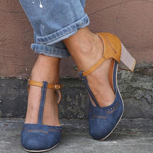 Women's Orthopedic T-Strap Block Heel Shoes