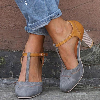 Women's Orthopedic T-Strap Block Heel Shoes