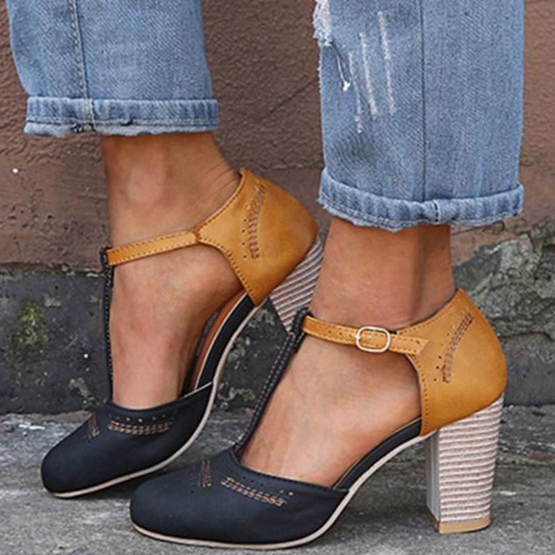 Women's Orthopedic T-Strap Block Heel Shoes