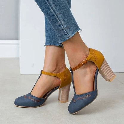 Women's Orthopedic T-Strap Block Heel Shoes