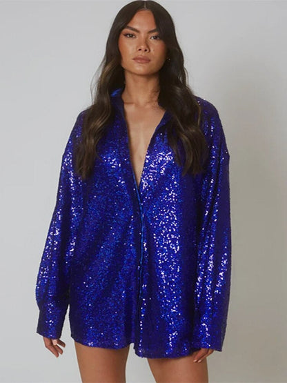 Women's Oversized Glitter Shirt