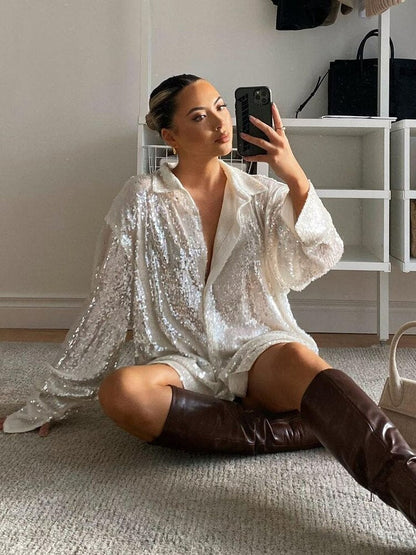 Women's Oversized Glitter Shirt