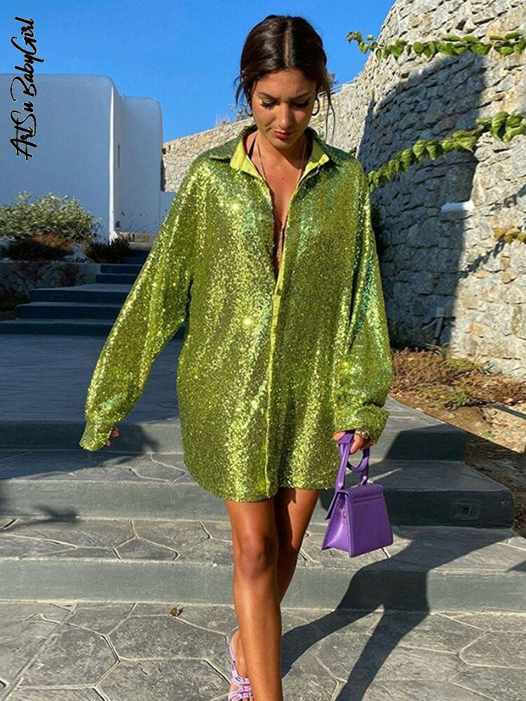 Women's Oversized Glitter Shirt