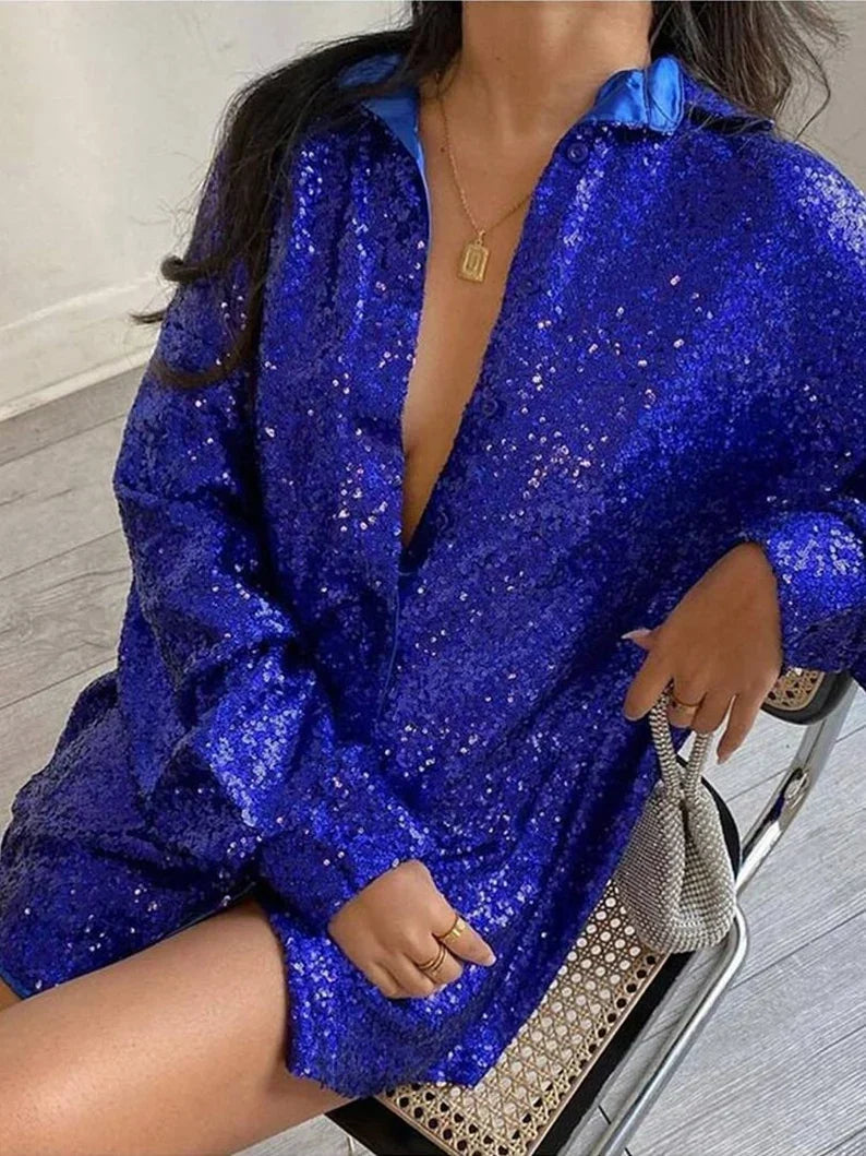 Women's Oversized Glitter Shirt