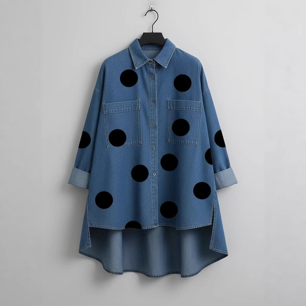 Women's Polka Dot Shirt Blouse with Pockets