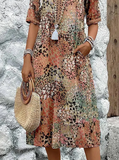Women's Printed A-Line Midi Dress