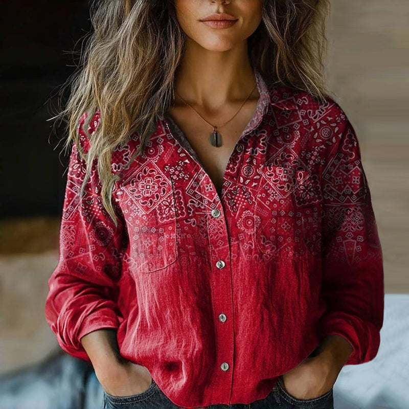Women's Relaxed Bohemian Print Blouse
