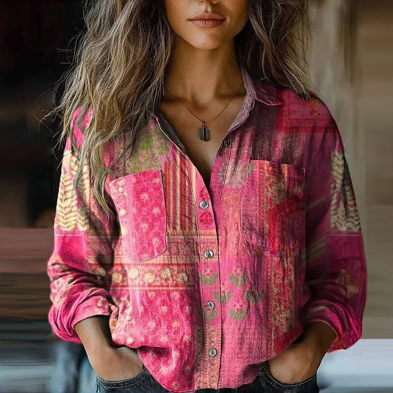 Women's Relaxed Bohemian Print Blouse