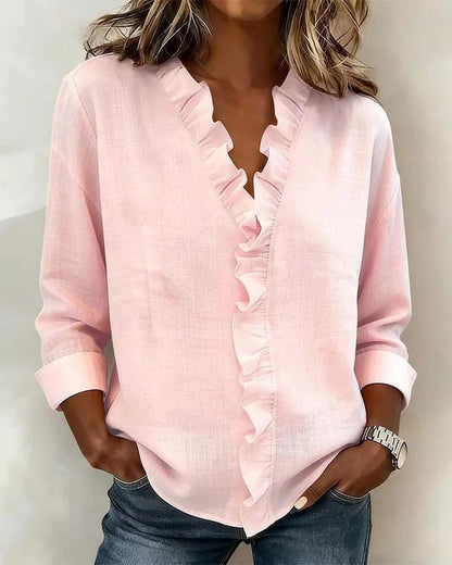 Women's Romantic V-Neck Ruffle Blouse