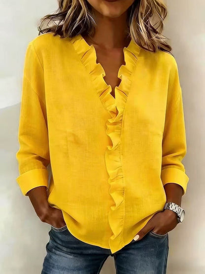 Women's Romantic V-Neck Ruffle Blouse