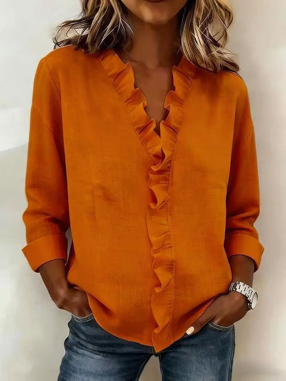 Women's Romantic V-Neck Ruffle Blouse