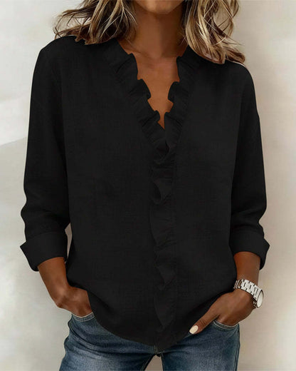 Women's Romantic V-Neck Ruffle Blouse