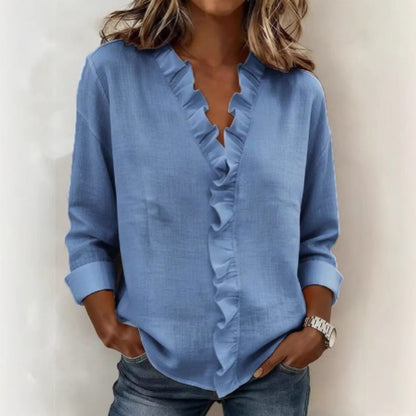 Women's Romantic V-Neck Ruffle Blouse