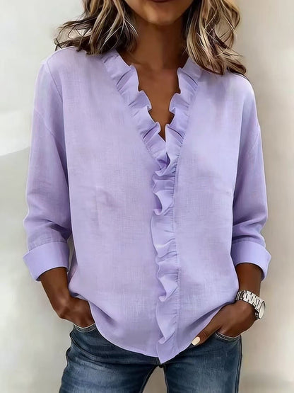 Women's Romantic V-Neck Ruffle Blouse