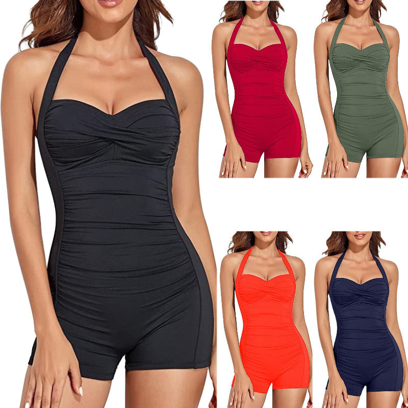 Women's Ruched Figure-Hugging One-Piece Swimsuit