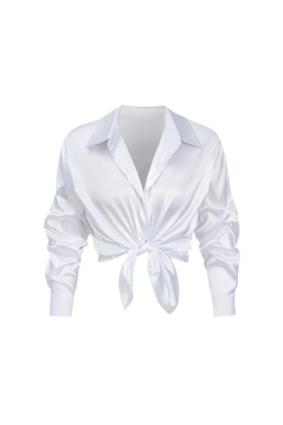 Women's Satin Blouse - Elegant Long-Sleeve Shirt with Loose Fit and Timeless Design