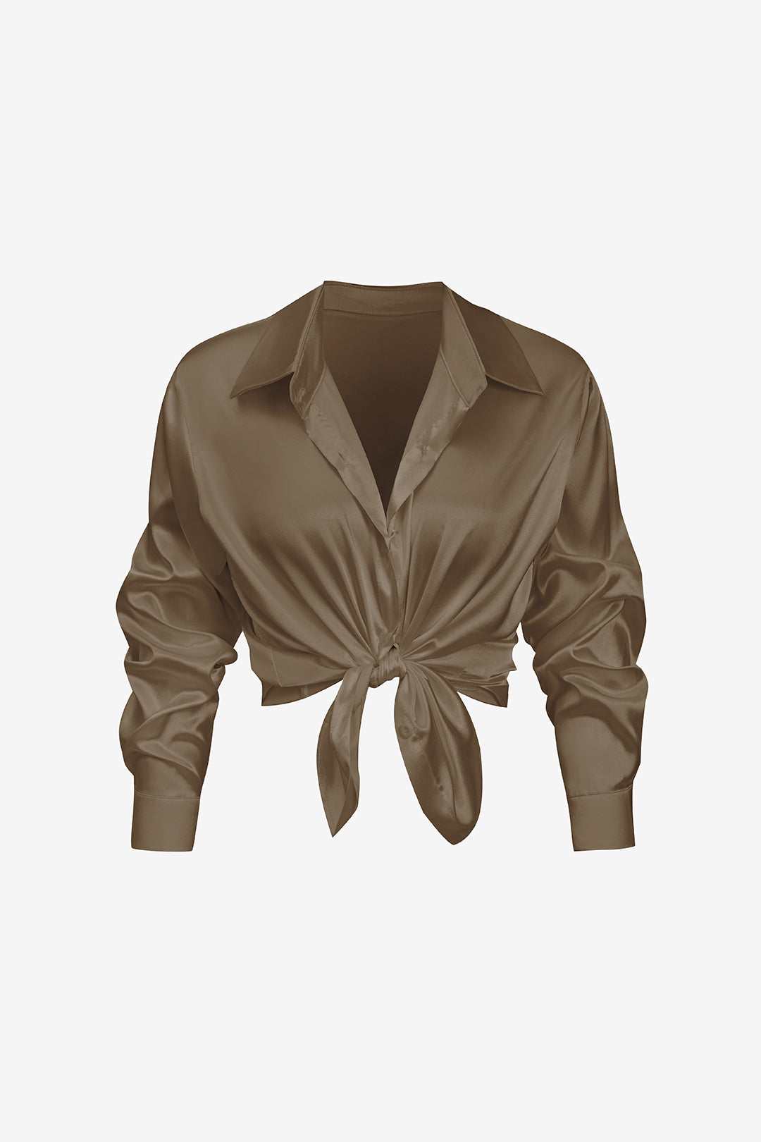 Women's Satin Blouse - Elegant Long-Sleeve Shirt with Loose Fit and Timeless Design