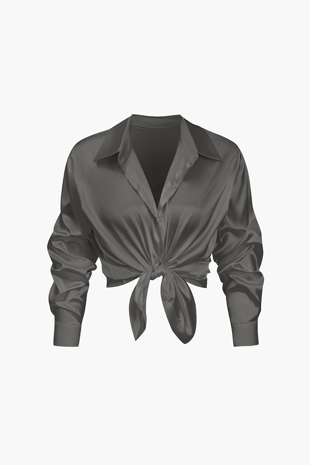 Women's Satin Blouse - Elegant Long-Sleeve Shirt with Loose Fit and Timeless Design