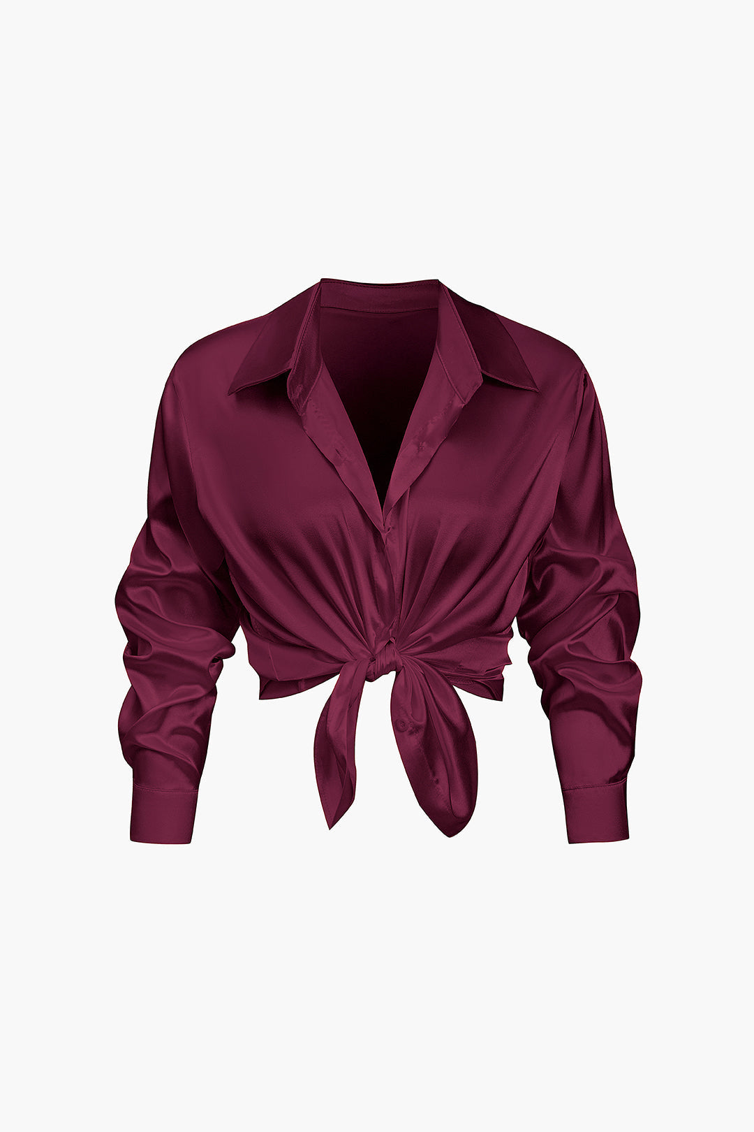 Women's Satin Blouse - Elegant Long-Sleeve Shirt with Loose Fit and Timeless Design