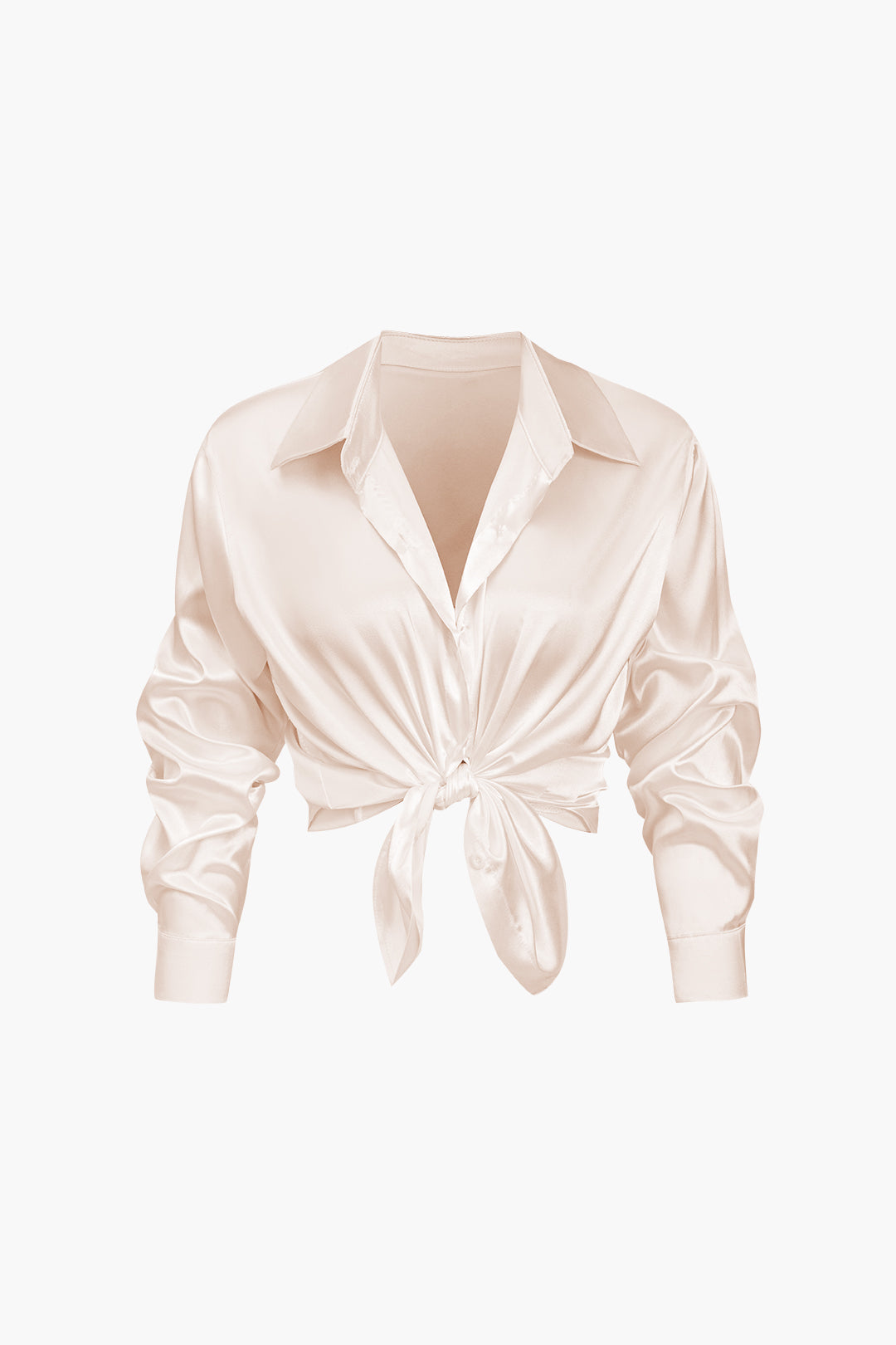 Women's Satin Blouse - Elegant Long-Sleeve Shirt with Loose Fit and Timeless Design