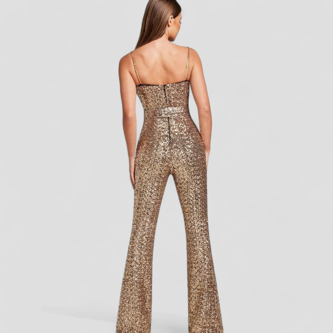 Women's Sequin Wide-Leg Evening Jumpsuit