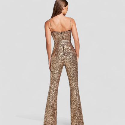 Women's Sequin Wide-Leg Evening Jumpsuit