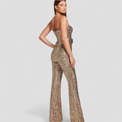 Women's Sequin Wide-Leg Evening Jumpsuit