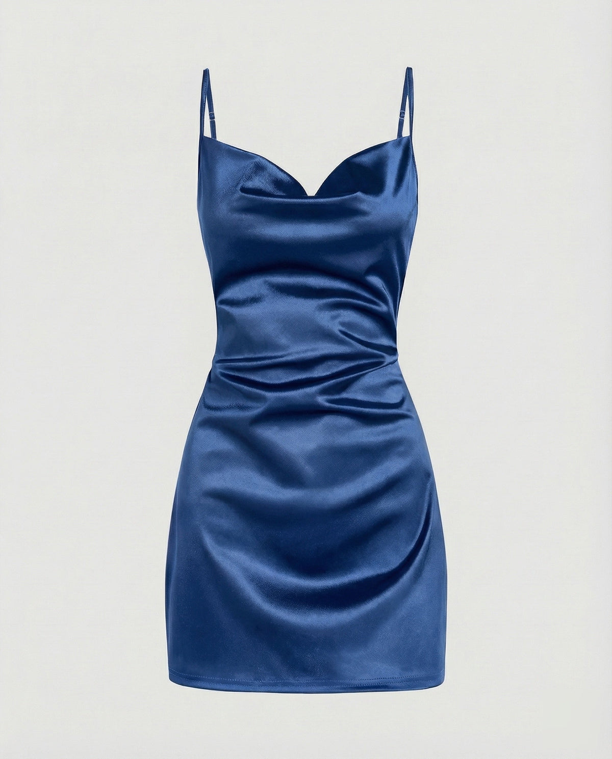 Women's Shimmering Side Draped Satin Mini Dress