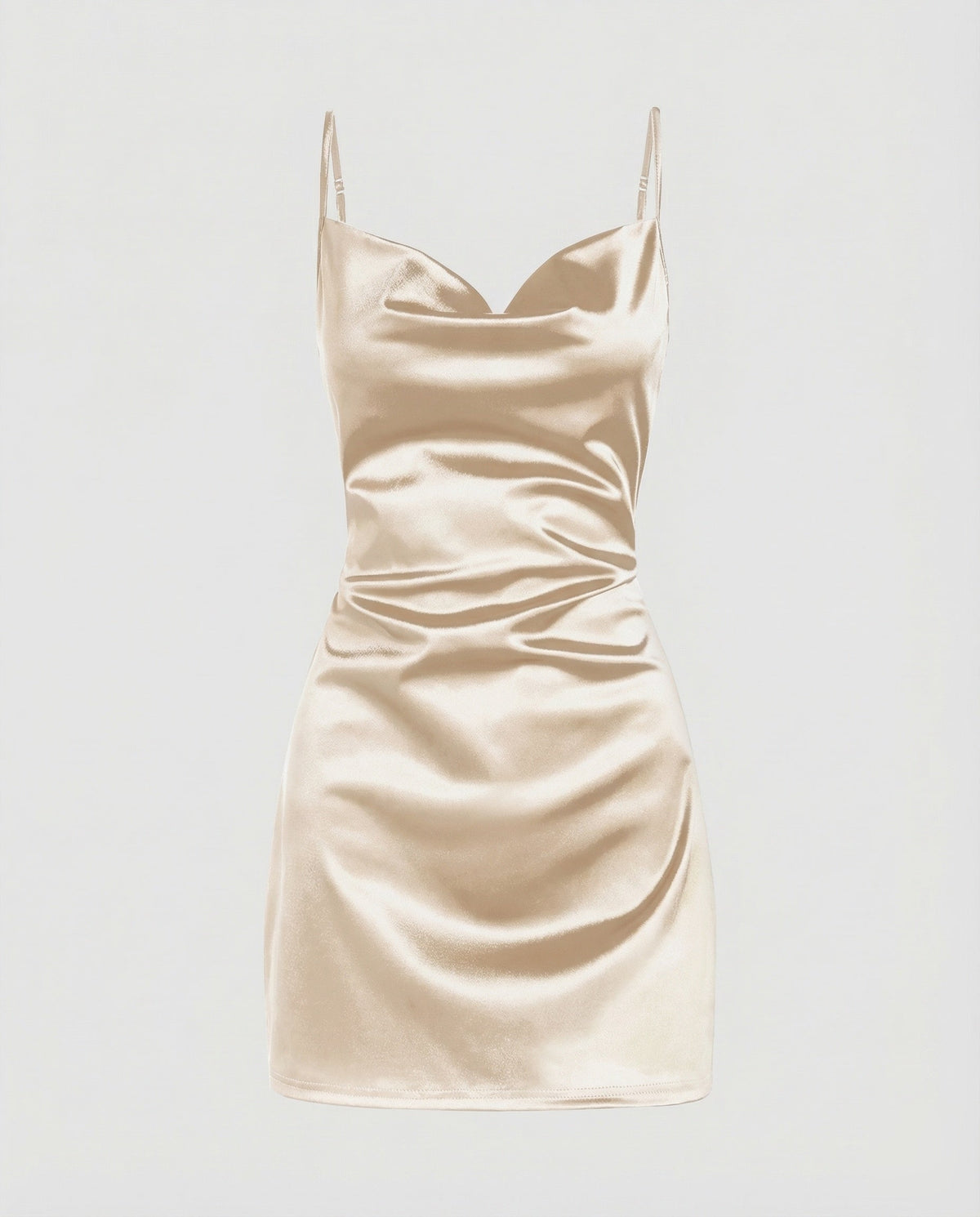 Women's Shimmering Side Draped Satin Mini Dress