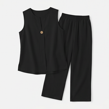 Women's Sleeveless Linen Co-Ord Set with Wide-Leg Pants