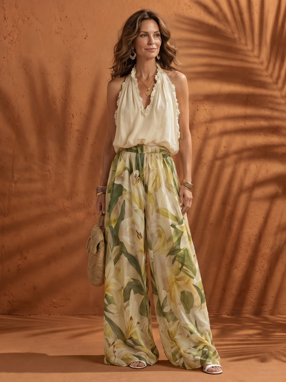 Women's Sleeveless Wide-Leg Set