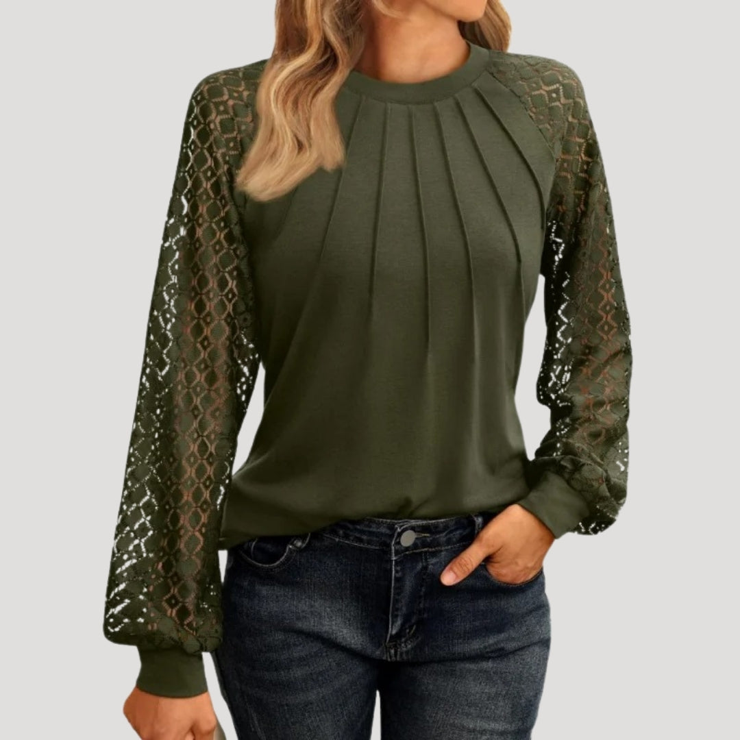 Women's Smart Casual Relaxed Fit Long-Sleeve Top in Soft Fabric