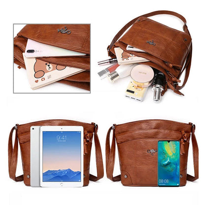 Women's Soft Multi-Compartment Messenger Shoulder Bag