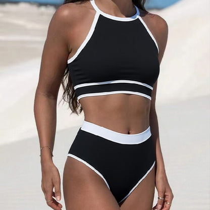 Women's Sporty Bikini Set with High-Cut Bottoms and Racerback Top