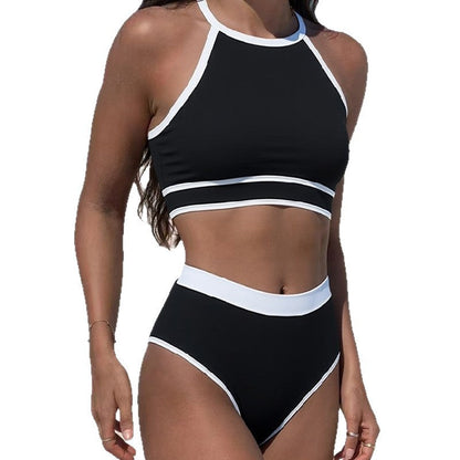 Women's Sporty Bikini Set with High-Cut Bottoms and Racerback Top