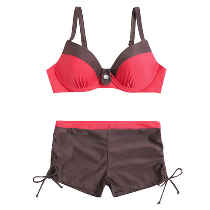 Women's Sporty Bikini with Elegant Bustier and High-Cut Shorts