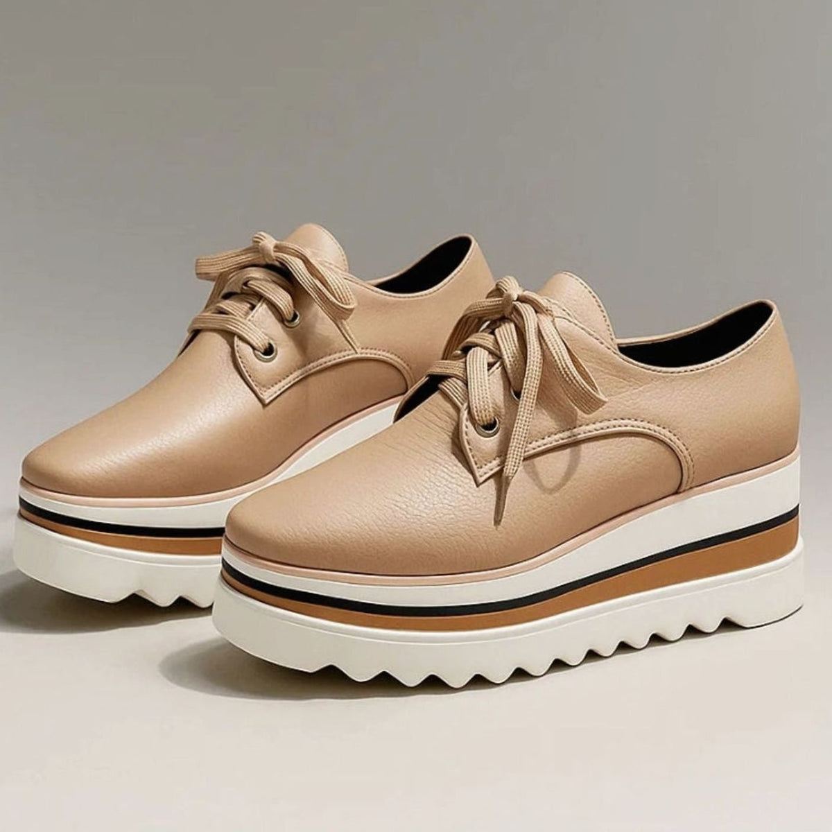 Women's Square Toe Lace-Up Platform Oxford Sneakers