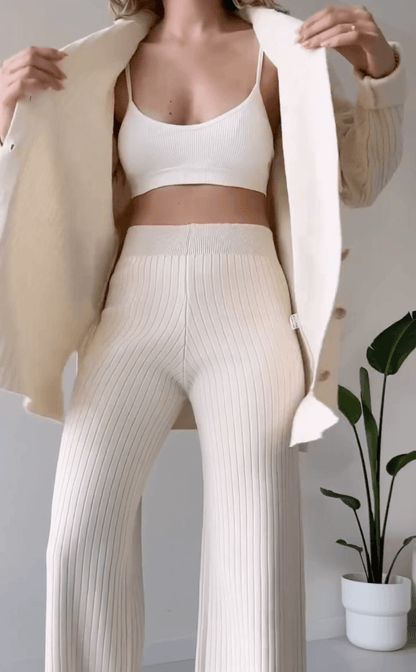 Women's Striped Jacquard Knit Two-Piece Set