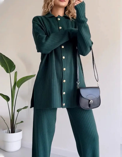 Women's Striped Jacquard Knit Two-Piece Set